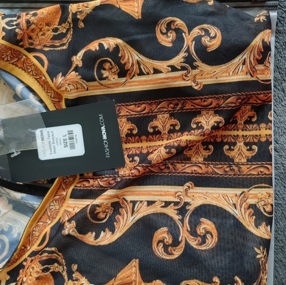 Black and Gold Mesh Bodysuit - Picture 3 of 4